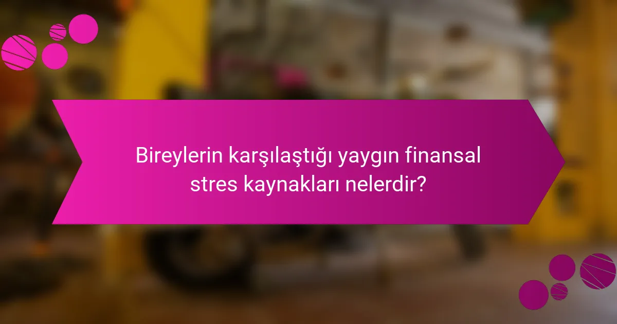 Bireylerin karşılaştığı yaygın finansal stres kaynakları nelerdir?