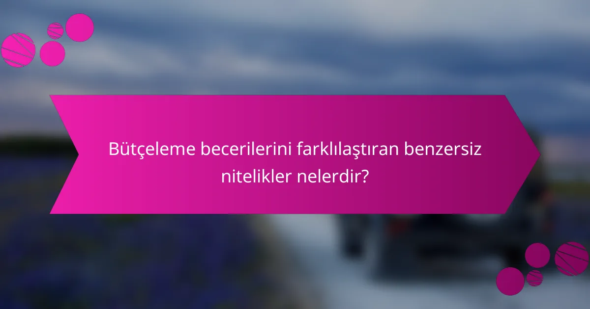 Bütçeleme becerilerini farklılaştıran benzersiz nitelikler nelerdir?