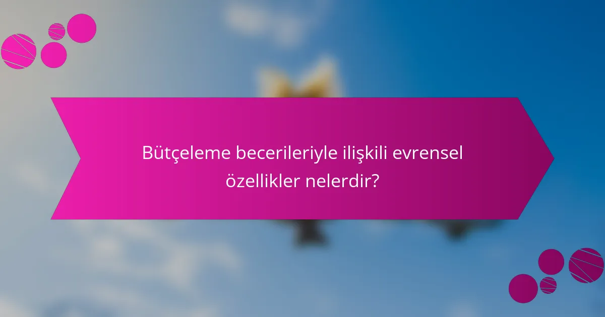 Bütçeleme becerileriyle ilişkili evrensel özellikler nelerdir?