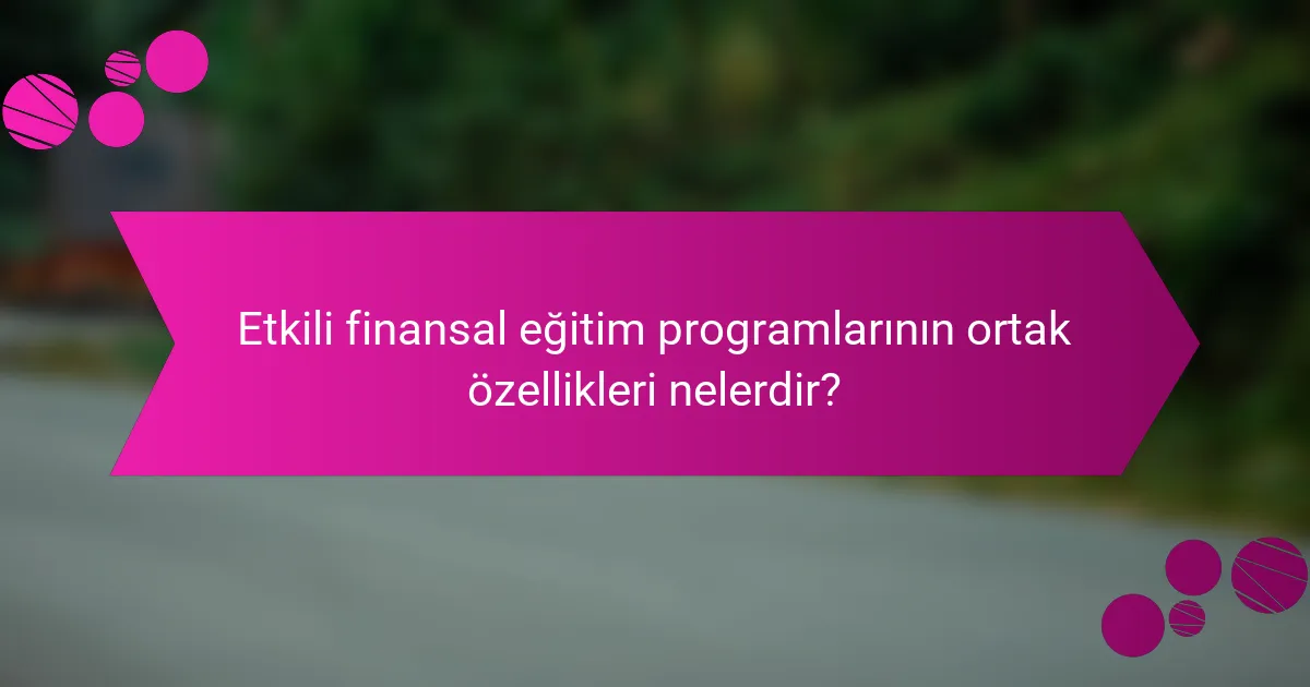 Etkili finansal eğitim programlarının ortak özellikleri nelerdir?