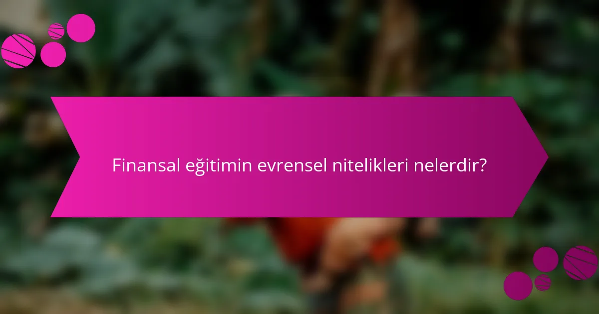 Finansal eğitimin evrensel nitelikleri nelerdir?